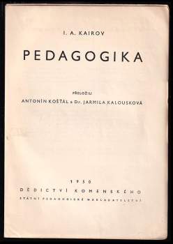 Ivan Andrejevič Kairov: Pedagogika