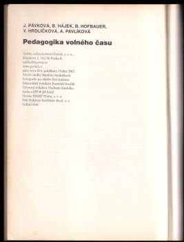 Jiřina Pávková: Pedagogika volného času