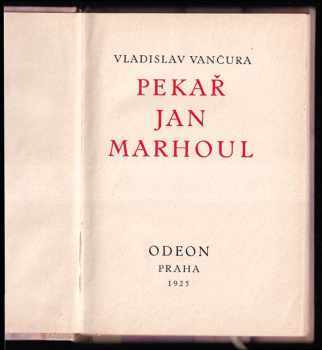 Vladislav Vančura: Pekař Jan Marhoul