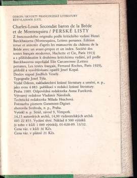 Charles-Louis de Secondat Montesquieu: Perské listy