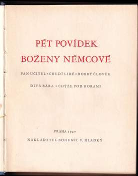 Božena Němcová: Pět povídek Boženy Němcové