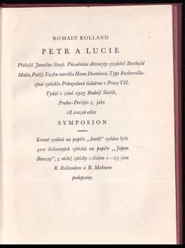 Romain Rolland: Petr a Lucie