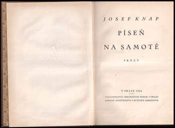 Josef Knap: Píseň na samotě