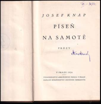 Josef Knap: Píseň na samotě