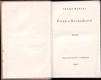 Franz Werfel: Píseň o Bernadettě : román
