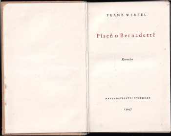 Franz Werfel: Píseň o Bernadettě