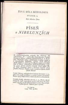 Píseň o Nibelunzích ; Přel. Jindřich Pokorný