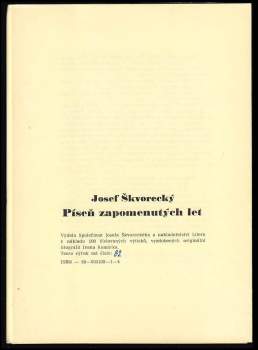 Josef Škvorecký: Píseň zapomenutých let