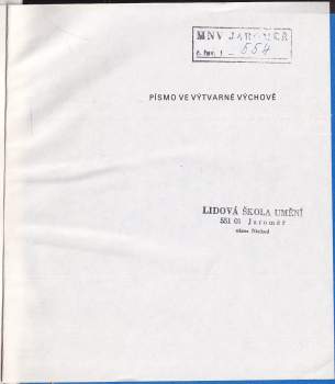 Hana Dvořáková: Písmo ve výtvarné výchově