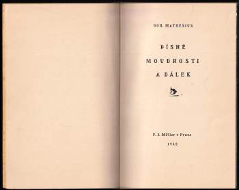 Bohumil Mathesius: Písně moudrosti a dálek