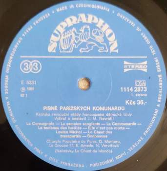 Chorale Populaire De Paris: Písně Pařížskych Komunardů (+ PŘÍLOHA)