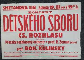 Bohumil Kulínský: Plakát koncert dětského sboru Čs. rozhlasu