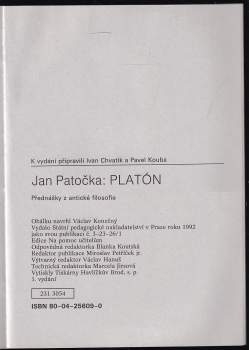 Jan Patočka: Platón