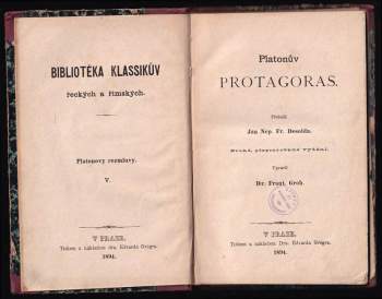 Platón: Platonův Protagoras ; Platonův Euthyfron