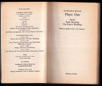 Edward Bond: Plays: One (Saved; Early Morning; The Pope's Wedding)