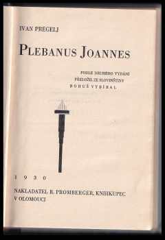 Ivan Pregelj: Plebanus Joannes