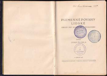 Josef Úlehla: Plemenné povahy lidské