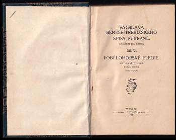 Václav Beneš-Třebízský: Pobělohorské elegie