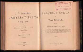 Jan Amos Komenský: KOMPLET 19. století 8X Hrabě Rožmberk + Počátek románu + Starý hřích + Fantastická novela + Sirius + Zlatý chrobák a jiné novely + Labyrint světa a ráj srdce, to jest, Světlé vymalování, kterak v tom světě a věcech jeho všechněch nic není než matení + Bílá paní Rožmberská - SVÁZANÉ DO JEDNOHO SVAZKU