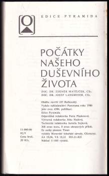 Zdeněk Matějček: Počátky našeho duševního života