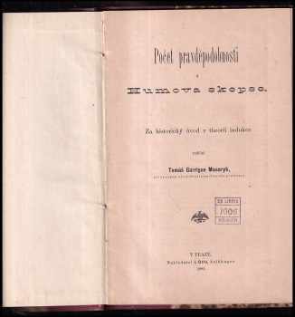 Tomáš Garrigue Masaryk: Počet pravděpodobnosti a Humova skepse