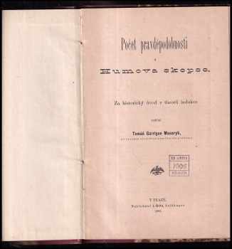 Tomáš Garrigue Masaryk: Počet pravděpodobnosti a Humova skepse - za historický úvod v theorii indukce