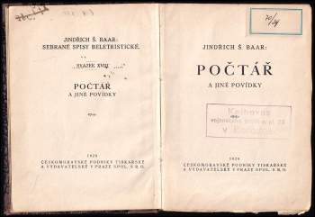 Jindřich Šimon Baar: Počtář a jiné povídky