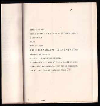 Paul Claudel: Pod hradbami athénskými