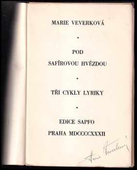 Marie Veverková: Pod safírovou hvězdou