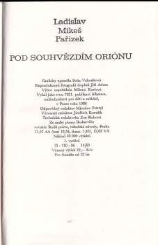 L. M Pařízek: Pod souhvězdím Oriónu