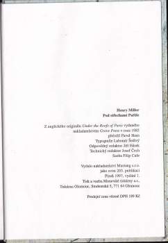 Henry Miller: Pod střechami Paříže