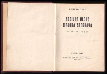 Edmund Finke: Podivná úloha majora Seegrava
