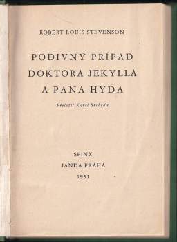 Robert Louis Stevenson: Podivný případ doktora Jekylla a pana Hyda