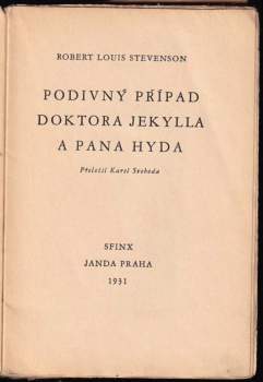 Robert Louis Stevenson: Podivný případ doktora Jekylla a pana Hyda