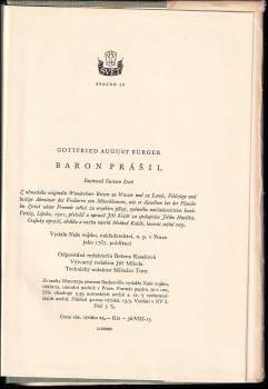 Gottfried August Bürger: Podivuhodné cesty po vodě i souši, polní tažení a veselá dobrodružství Barona Prášila jak je vypravuje při víně v kruhu přátel