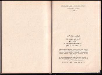 Miloš Václav Kratochvíl: Podivuhodné příběhy a dobrodružství Jana Kornela