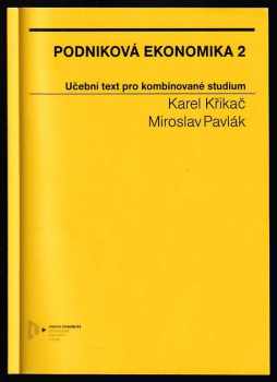 Karel Křikač: Podniková ekonomika 2