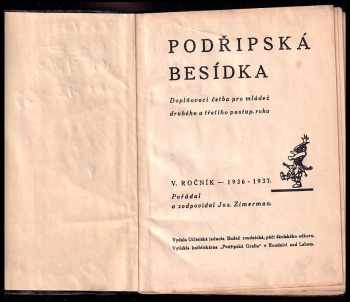 Josef Zimerman: Podřipská besídka - doplňovací četba pro mládež druhého a třetího postup. roku - V. ročník 1936 - 1937