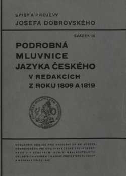 Josef Dobrovský: Podrobná mluvnice jazyka českého