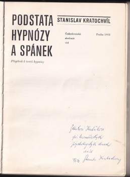 Stanislav Kratochvíl: Podstata hypnózy a spánek