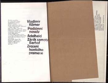 Vladimír Körner: Podzimní novely
