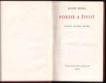 Josef Hora: Poesie a život
