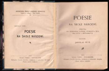 Jaroslav Petr: Poesie na škole národní