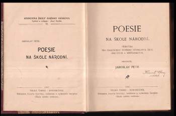 Jaroslav Petr: Poesie na škole národní