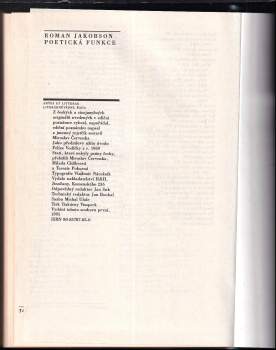 Roman Jakobson: Poetická funkce