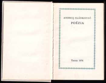 Andrej Sládkovič: Poézia