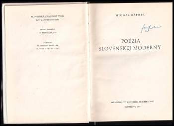 Michal Gáfrik: Poézia slovenskej moderny