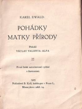 Carl Ewald: Pohádky matky přírody