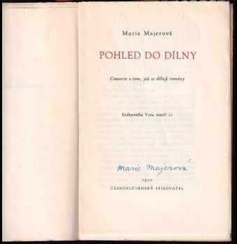 Marie Majerová: Pohled do dílny