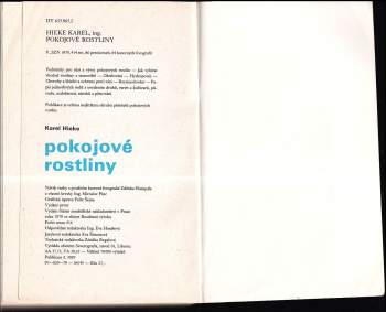 Karel Hieke: Pokojové rostliny